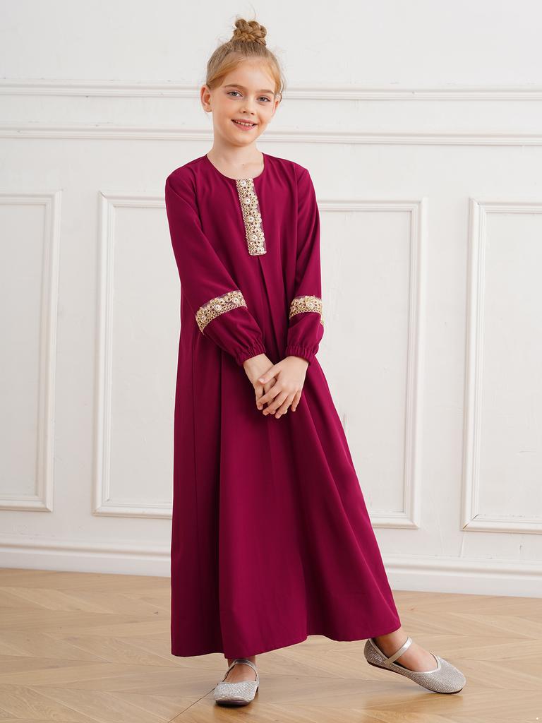 Девушки мусульманское платье молитва абайя одежда свободный кафтан макси платье с длинным рукавом макси платье для Ид Рамадан тематическая вечеринка маскарад