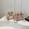 Plaid Grid Bow Backpack Handbag Women Crossbody Bag Simple College Style Backpack  Children
