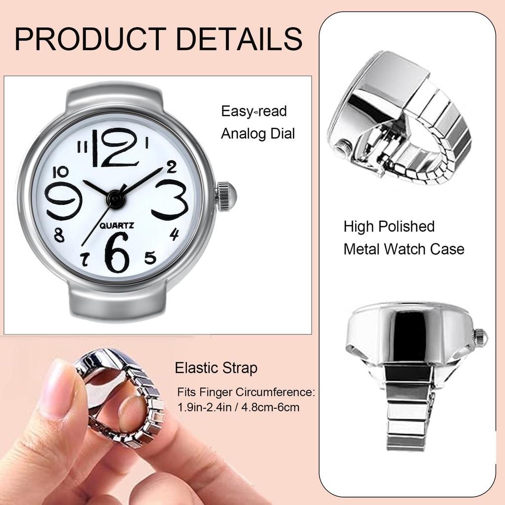 JEWELRYWE Watch Ring Stainless Steel Link Popular Waterproof Analog Quartz Business Casual Fashion Accessory Birthday Christmas Present