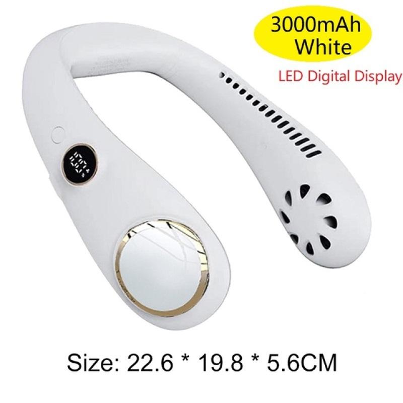 3000 мАч светодиодный портативный летний вентилятор с воздушным охлаждением, подвесной шейный вентилятор, безлопастный вентилятор для спорта на открытом воздухе, путешествий, носимых USB-вентиляторов с шейным ремешком, подвесные шейные вентиляторы