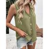 Женская однотонная шифоновая рубашка с V-образным вырезом, свободного кроя, без рукавов, жилет с застежкой на пуговицу-твист