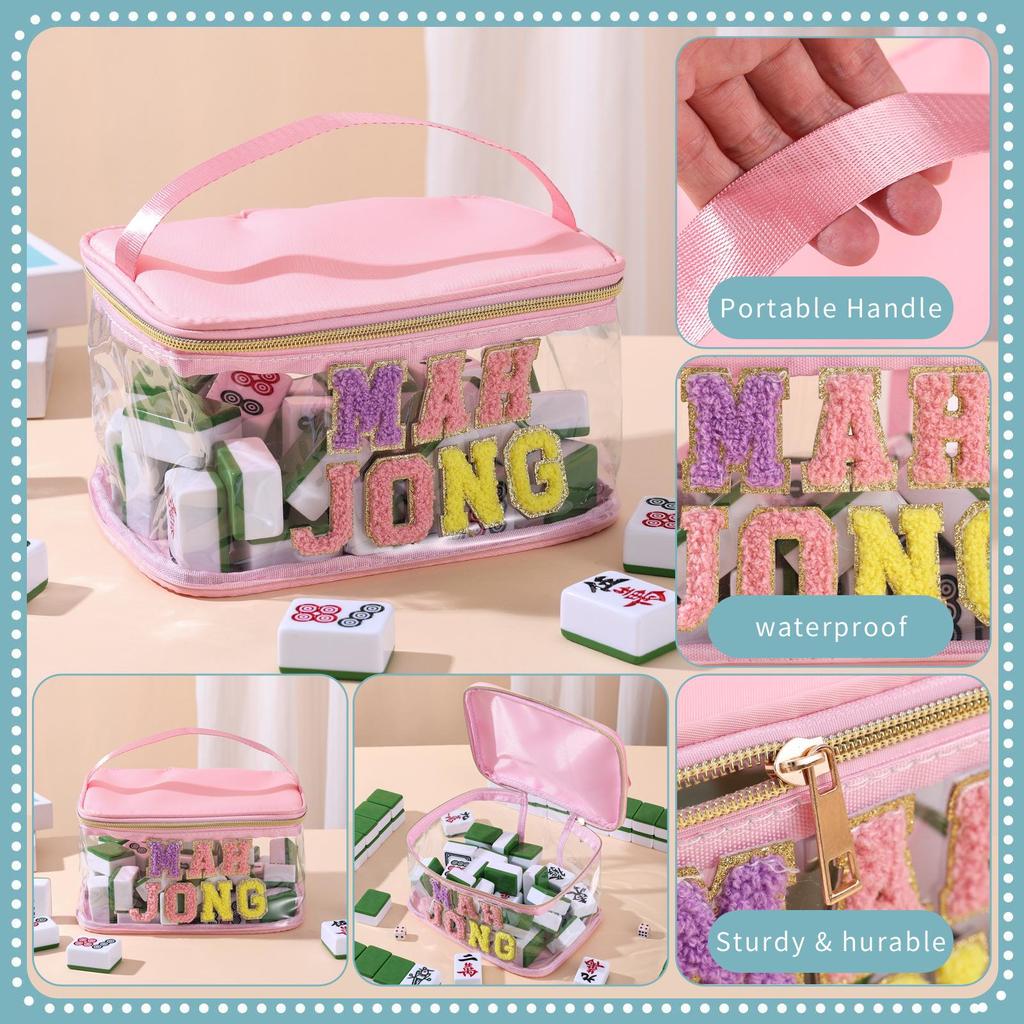 Mahjong Transparent Cosmetic Travel Bag, Wet & Dry Separation, Large Capacity Wash Bag