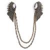 Retro Collar Clip Punk Chain Tassel Blouse Shirt Angel Wing Tips Pin Brooch