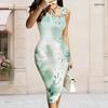 Women Plus Size Sleeveless Vest Midi Dress Featuring Metal Ring Detail At Left Neckline