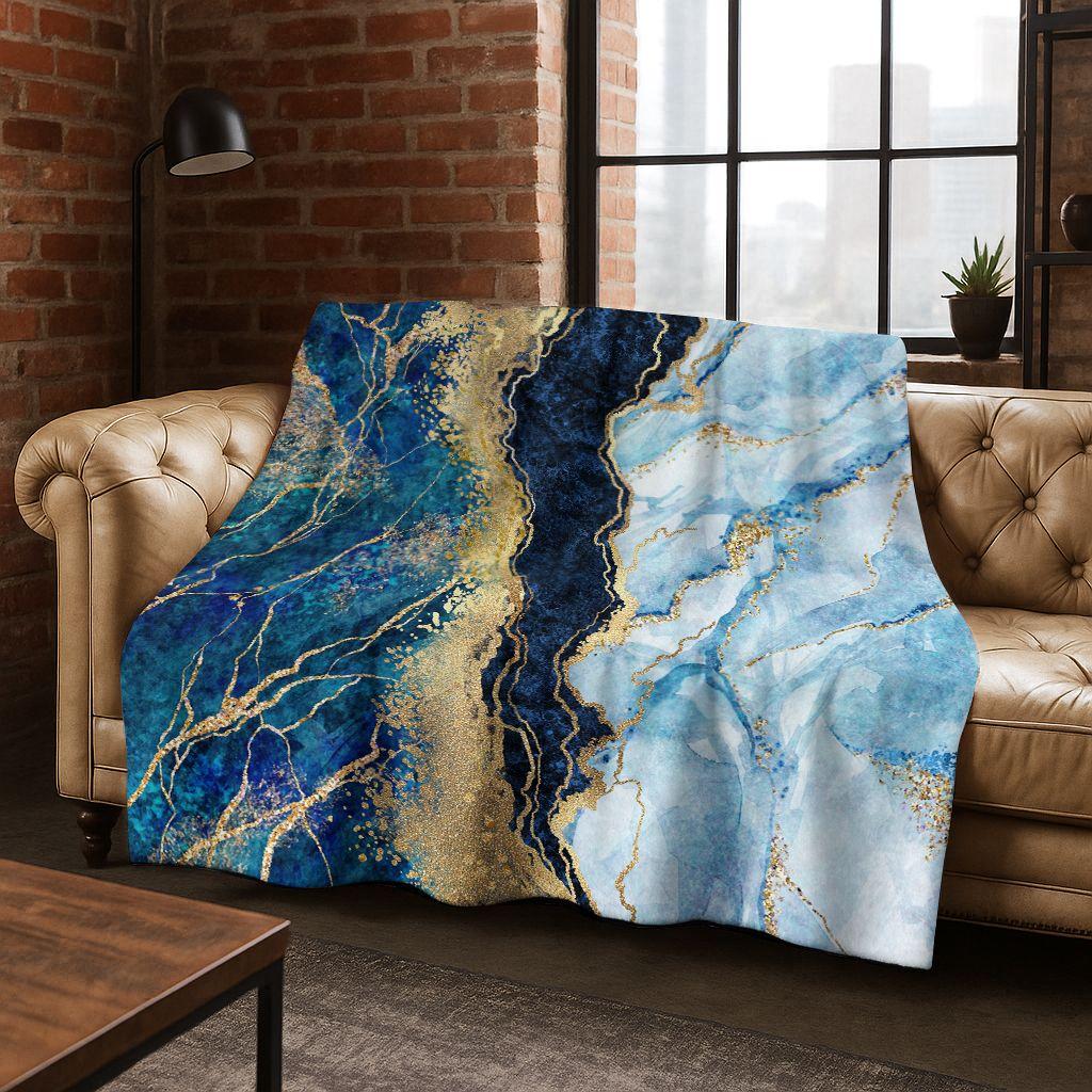 Dream Colorful Stone Texture Marble Black Green Gold Flannel Blanket,Cozy Soft Throw Blanket for Home Bedroom Bed Sofa Gift