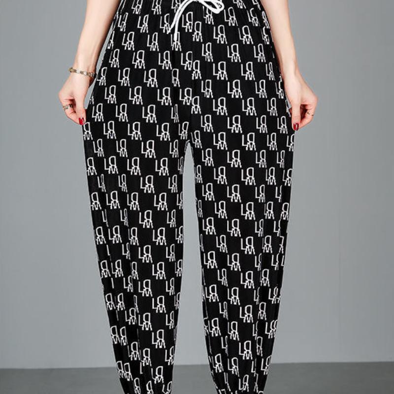 Укороченные брюки, женские летние брюки с тонкой эластичной резинкой на талии, большие размеры, брюки для среднего и пожилого возраста, шаровары