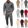 Men's Winter Fleece Multi Pocket Zipper Sweatshirt 2 Piece Set Personalized Sweatpants