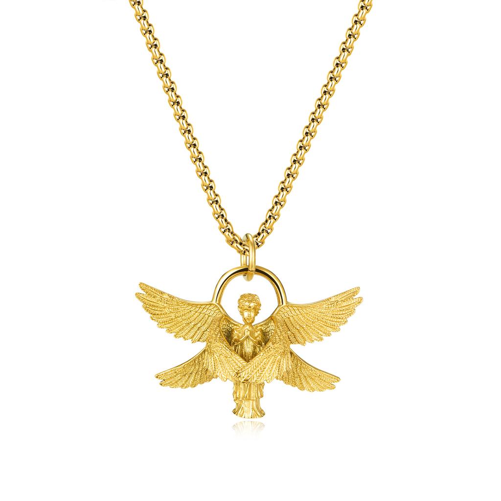 Ювелирные изделия, винтажное ожерелье с шестью крылатыми ангельскими крыльями, кулон из титановой стали, ожерелье из нержавеющей стали для мужчин