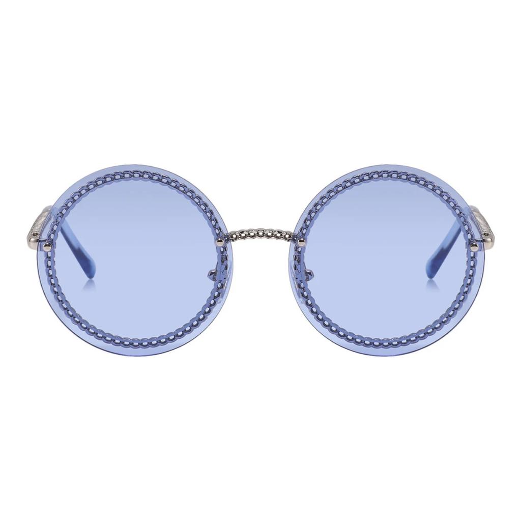 Luxury Metal Chain Round Sunglasses Rimless Brand Shades For Women Circle Sun Glasses Gradient Zonnebril Dames