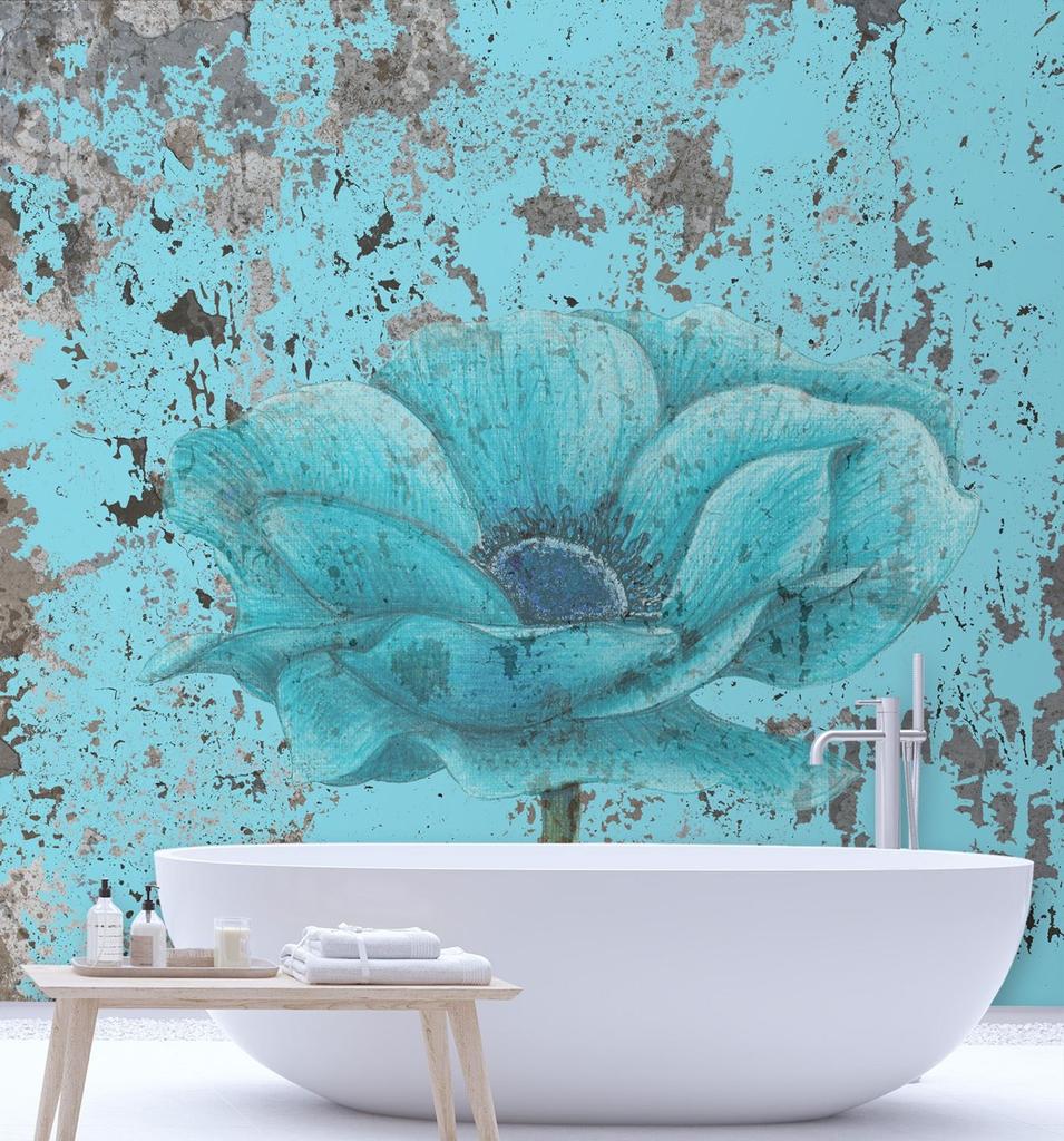 Wallpaper Turquoise Flowers Texture Vintage