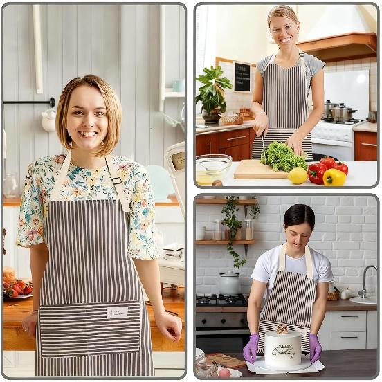 2 Pack Adjustable Bib Apron, Waterdrop Resistant with 2 Pockets for Men Women, Suit for Kitchen And Outdoor BBQ