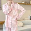 Женская пижама из двух частей Ice Silk, женская, весна и осень, новый шелковый костюм с длинными рукавами и волнистой полоской, Advanced Sense of Homewear