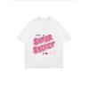 White Oversized T-Shirt With The Super Secret Wa Text And Hearts Print For Casual Wear