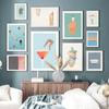 Nordic Poster Swimming Pool Party Swimming Diving Bath Coffee Girl Abstract Wall Art Canvas