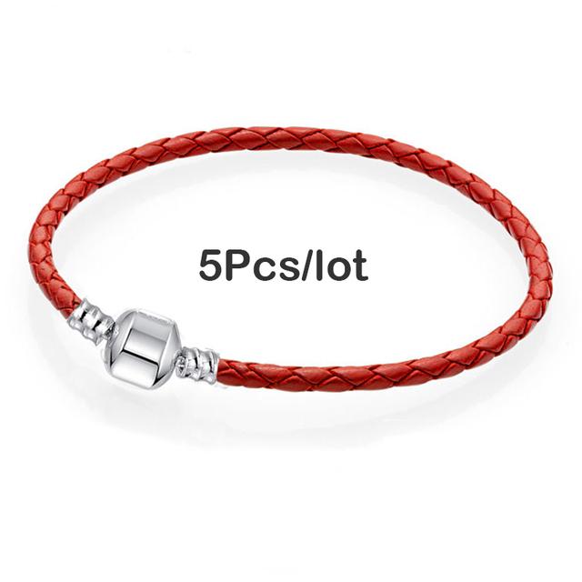 5pcs /Lot Sale Popular Charm Bracelets Diy Elegant Leather Chain Charms Bracelets Bangles For Women Jewelry Gift