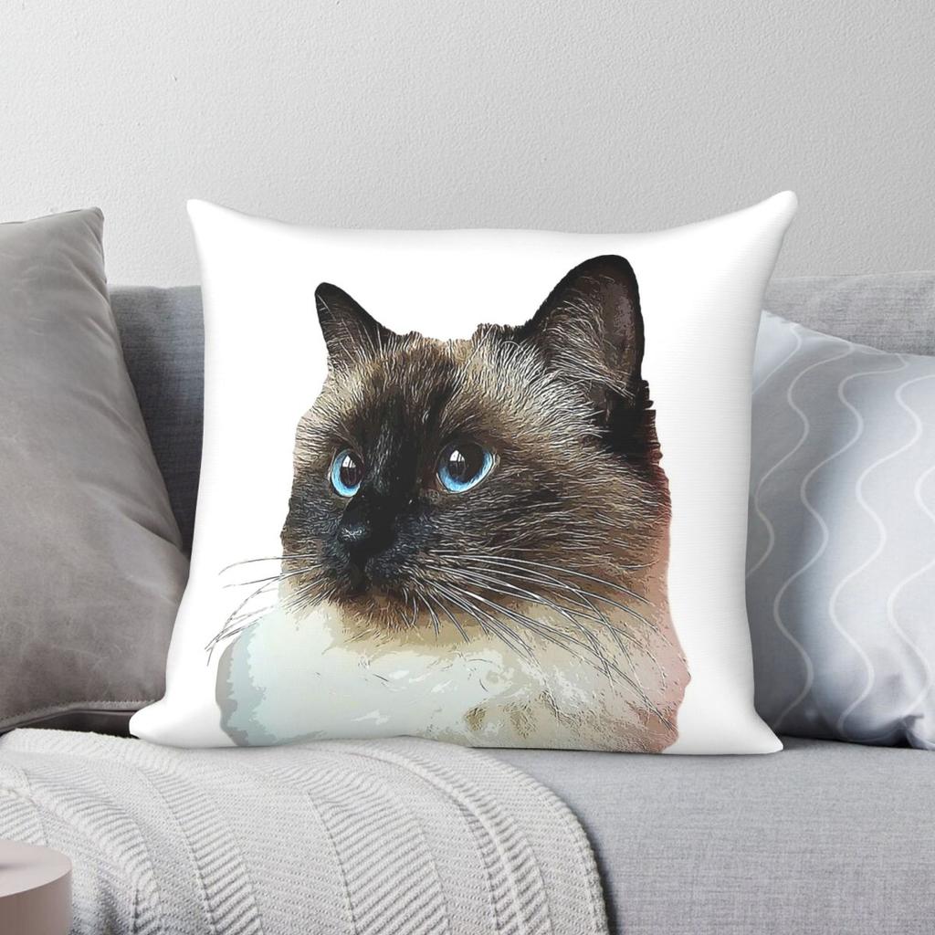Ragdoll Cat Square Pillowcase Polyester Linen Velvet Pattern Zip Decorative Throw Pillow Case Home Cushion Cover