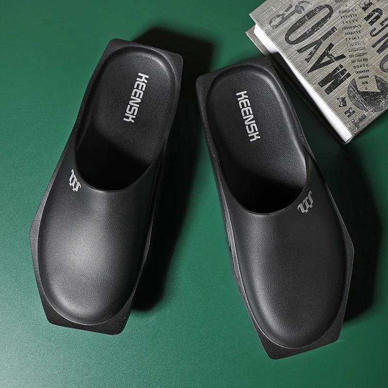 Летние мужские толстые шлепанцы на платформе, нескользящие сандалии для ванной, повседневные шлепанцы, дизайнерская обувь для мужчин, летние мужские сандалии