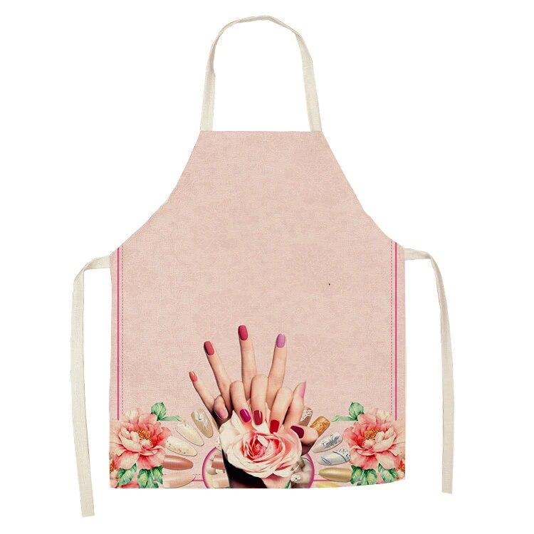 Sleeveless Linen Apron Men and Women Household Cleaning Tools Apron Nail Polish Ladies Perfume Printing Kitchen Apron