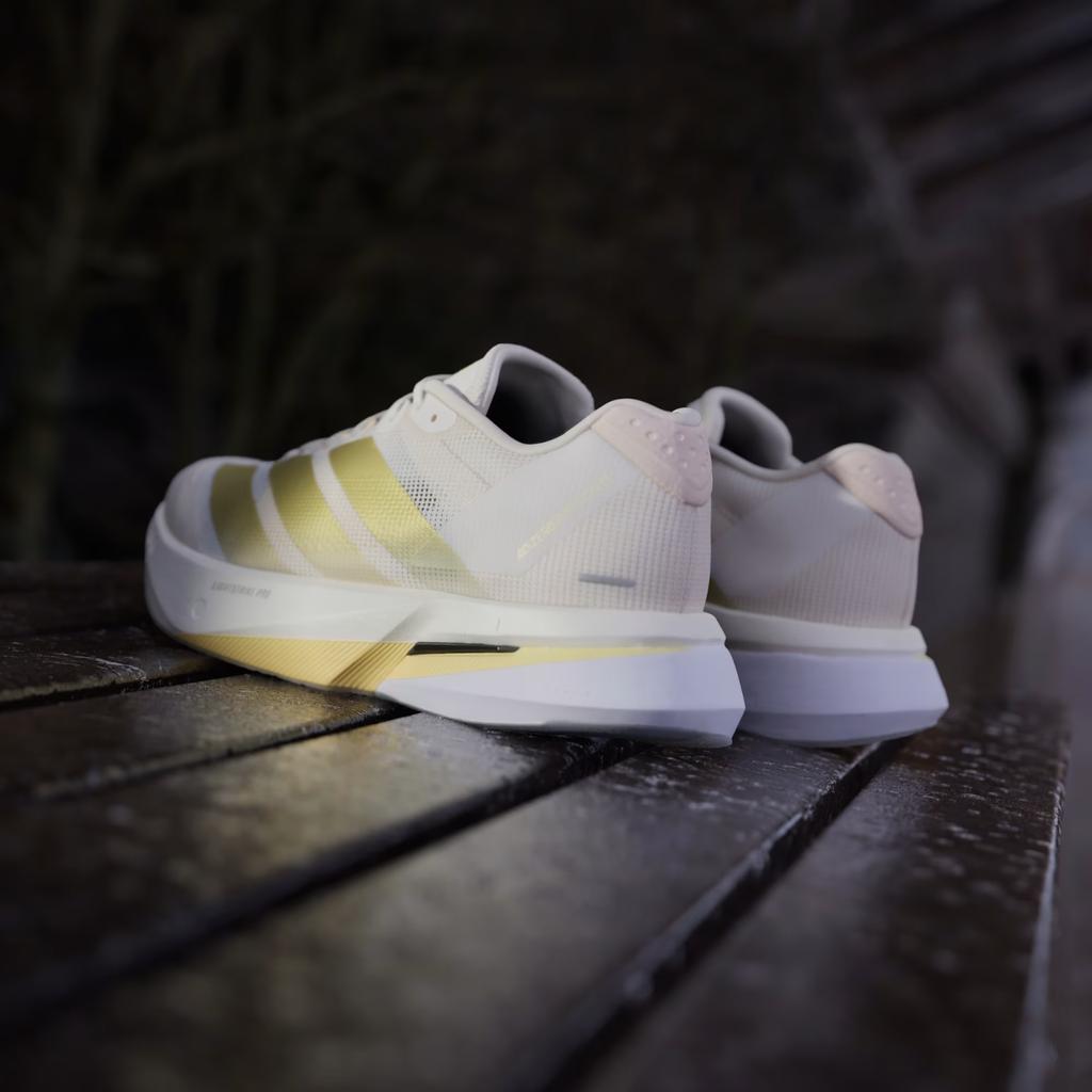 JS4952 adidas Adizero Boston 13 Chalk White Gold Metallic Orange Tint (Women's)