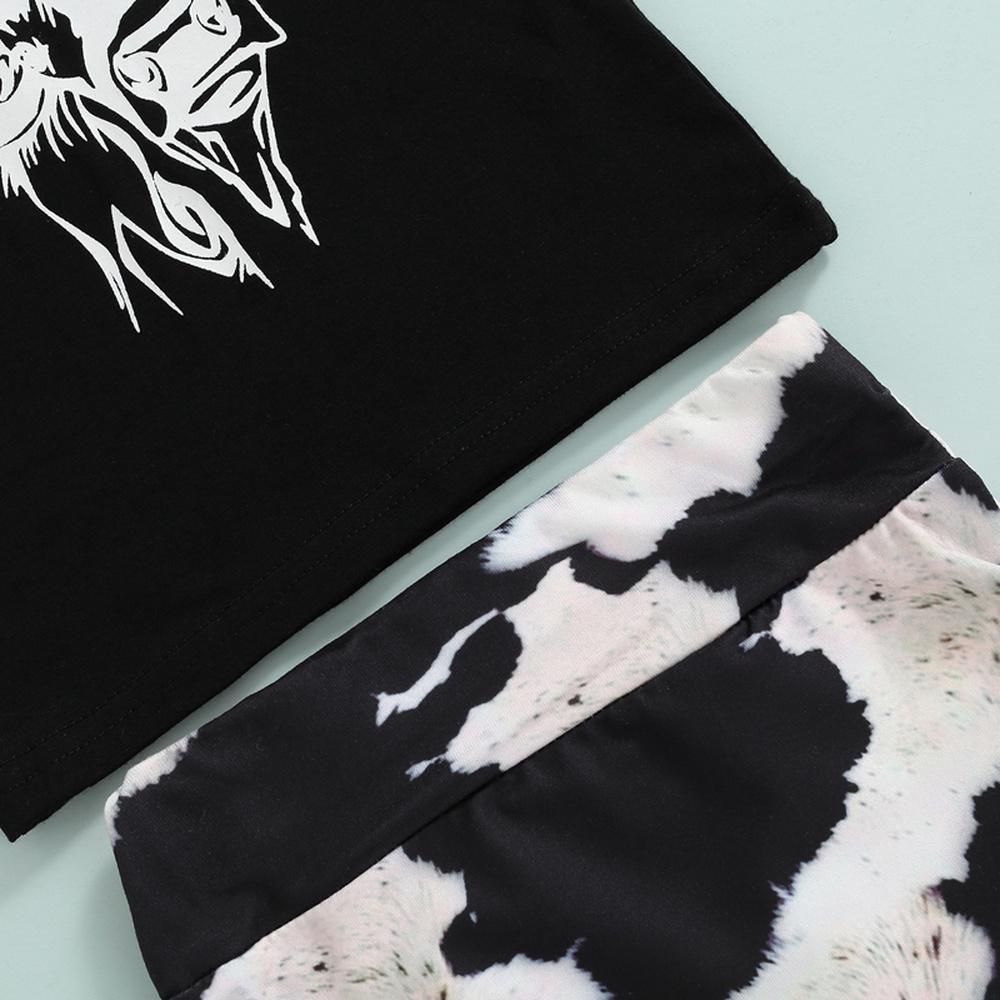 Летняя футболка с принтом коровы для маленьких девочек + шорты + повязка для волос, комплект из 3 предметов, одежда для детей 0-24 месяцев