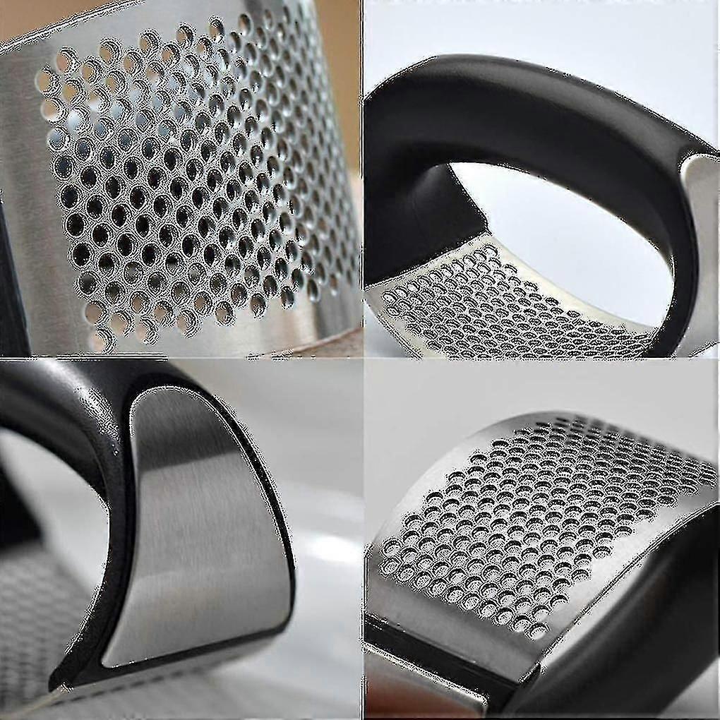 Stainless Steel Garlic Press Manual Garlic Grinder Grater Ginger Press Kitchen Accessories(black)