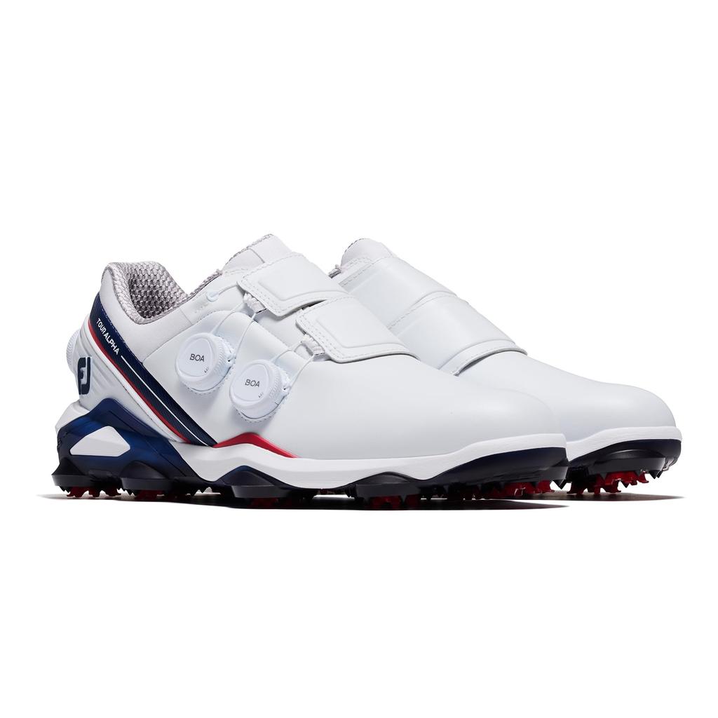 Кроссовки для гольфа FootJoy Tour Alpha Triple Boa для мужчин 3E, белые/темно-синие/красные, 25,5 см,