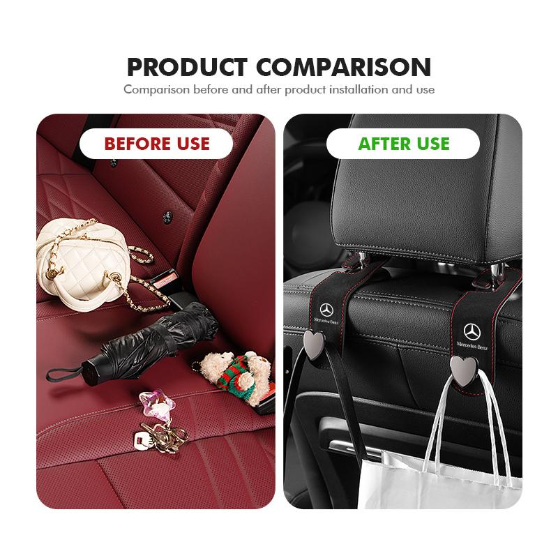 Car Seat Headrest Hook Hidden Hook Suede Metal Hanging Hanger For Mercedes Benz AMG A C E S G Class W201 W210 W108 W204 W205 UWXYZ1
