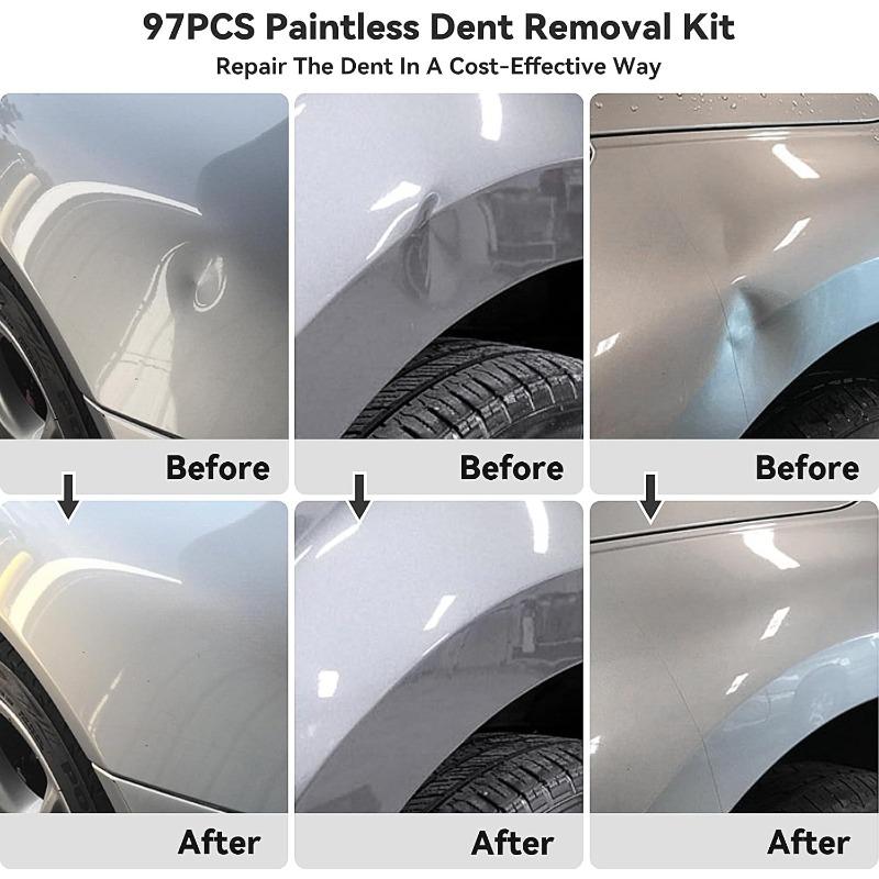 97pcs Dent Puller Kit, Paintless Dent Removal Kit for Dent Repair, Dent Repair Kit with Golden Lifter, Slide Hammer T-Bar, Bridge Puller
