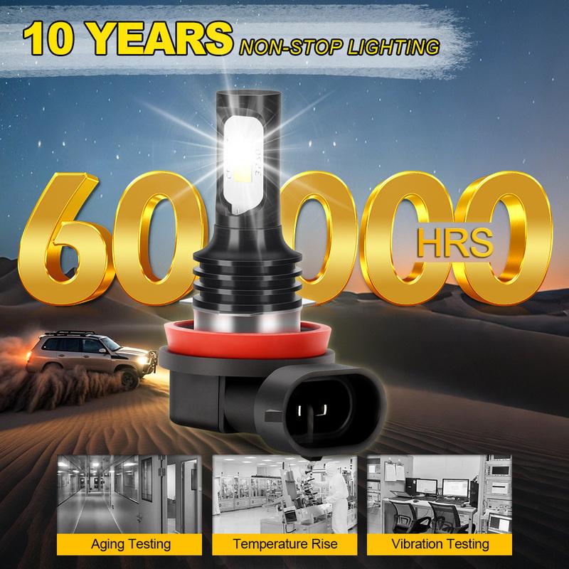 2pcs H8 H9 H1 H3 Led H11 9005 HB3 9006 HB4 Car CSP LED Fog Headlight Bulbs 6000K White Auto Fog Lamp Day Running Light