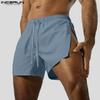 INCERUN Men Elastic Waist Side Zipper Home Wear Mini Pants Shorts Pajamas Underwear
