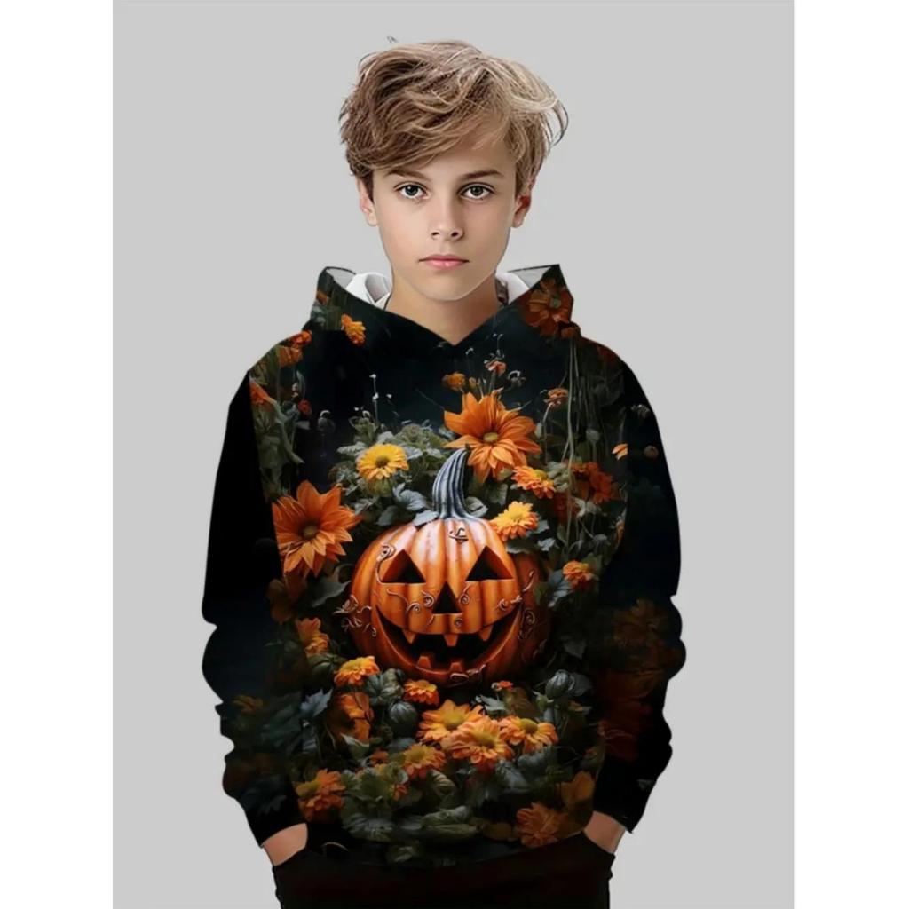 Children's 3D Printed Boy and Girl Hooded Sweatshirt, Children's Autumn and Winter Casual Fashion Pullover Sweatshirt, Hoodie