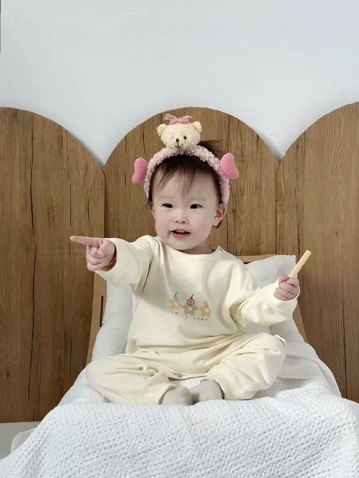 YIN OON Детская одежда для мальчиков и с длинным рукавом для прогулок, для новорожденных, с милым принтом медвежонка, детский размер 66, открытая для девочек, осень/зима, ромпер/комбинезон, нижнее белье,