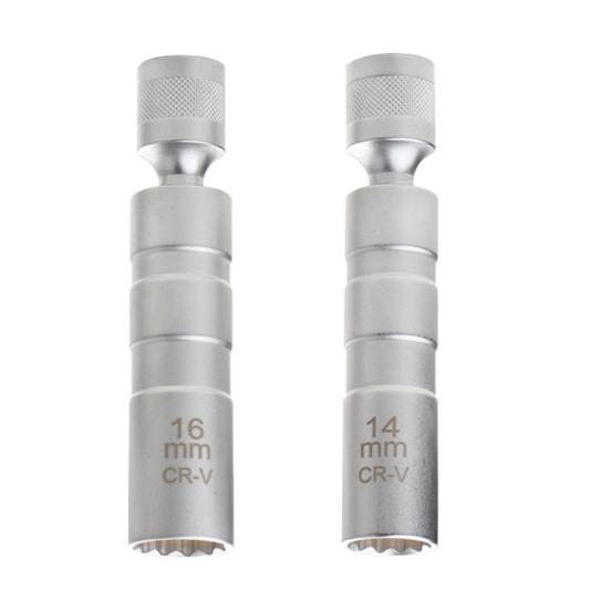 Торцевой ключ для свечей зажигания Ультратонкий, экономящий труд, хорошая твердость, 12-точечный, 14 мм/16 мм, магнитный инструмент для удаления свечей зажигания, поворотный удлинитель автомобиля