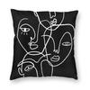 Abstract Faces On Black Square Pillowcase Polyester Linen Velvet Pattern Zip Decorative Pillow Case Home Cushion Cover