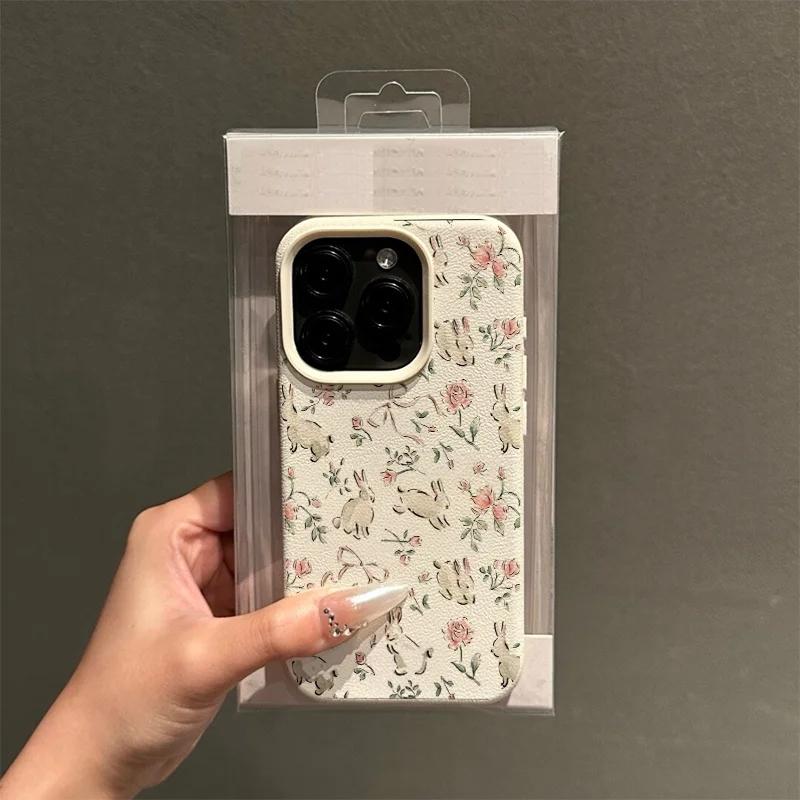 Милый чехол для телефона с принтом бабочки, кролика и розовых цветов для iPhone 17 16 Pro Max 15 14 Plus 13 12 11 X XS XR 16E Air, противоударный