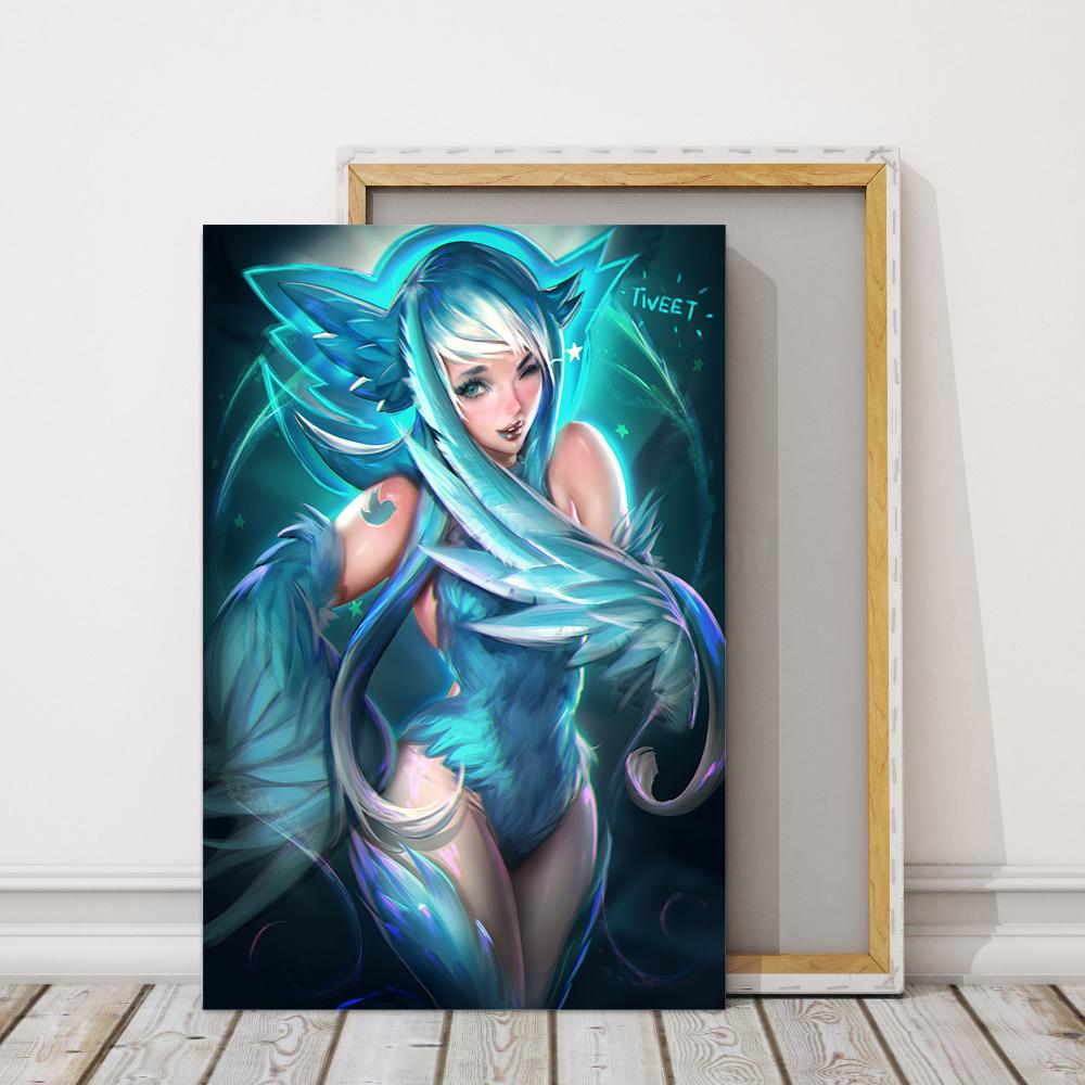 Рамка из цельного дерева, японская анимация, сексуальная девушка, принты плакатов, настенные 1 шт., красота, игра, мультфильм, фильм, холст, картина, модульный декор, изображение для комнаты