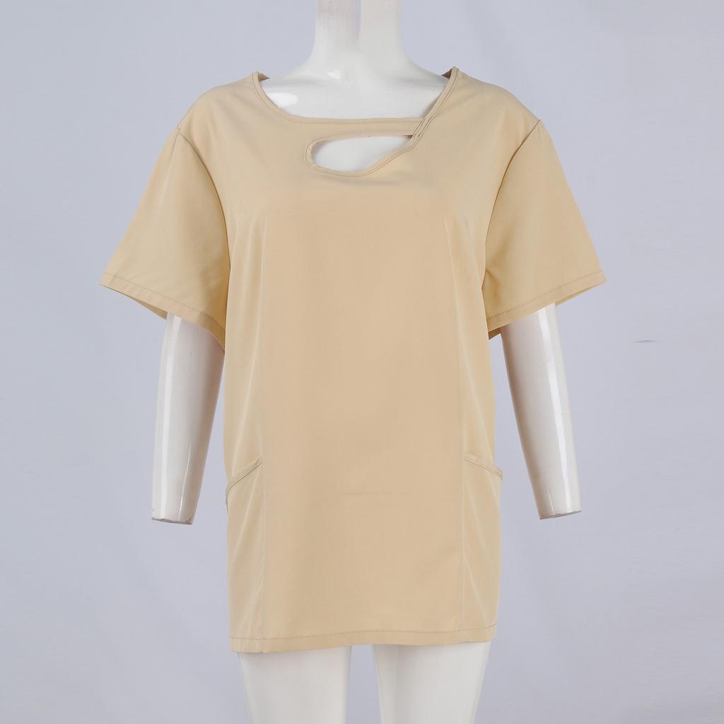 Women's Uniform Quick-drying Fabric Solid Color V-neck Double Pocket Short-sleeved Trousers Suit Dry-nurse Work Clothes