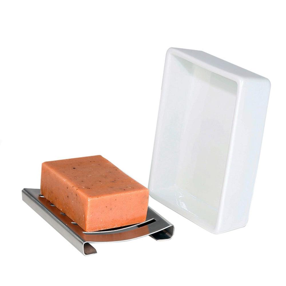 Fast Drying Storage Tray Stainless Steel Draining Rack Soap Container Box Soap Dish Sponge Holder