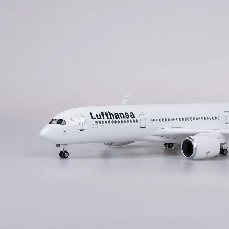 Самолет Airbus A350 Авиакомпания Lufthansa Модель Масштаб 1/142 47СМ С LED-подсветкой и Колесами Литой Смола Самолет Украшение Орнаменты