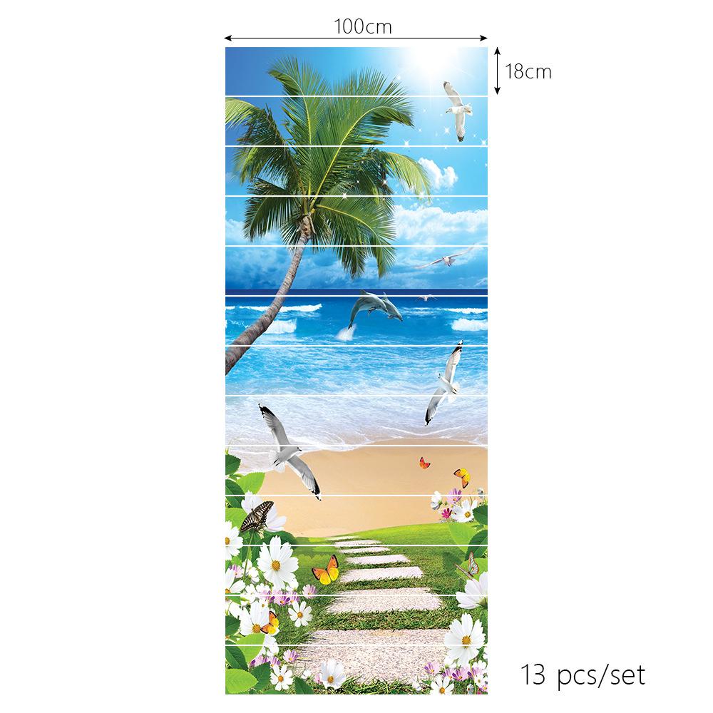 Горный водопад Лебедь Пейзаж Наклейка на стену Комната Лестница Украшение Шаг Напольный художественный постер Самоклеящийся водонепроницаемый настенный постер