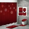 4PCS Shower Curtain Sets With Shower Curtain And Rugs Toilet Lid Rug U Shape Mat And Bath Mat Bathroom Set With 12 Hooks