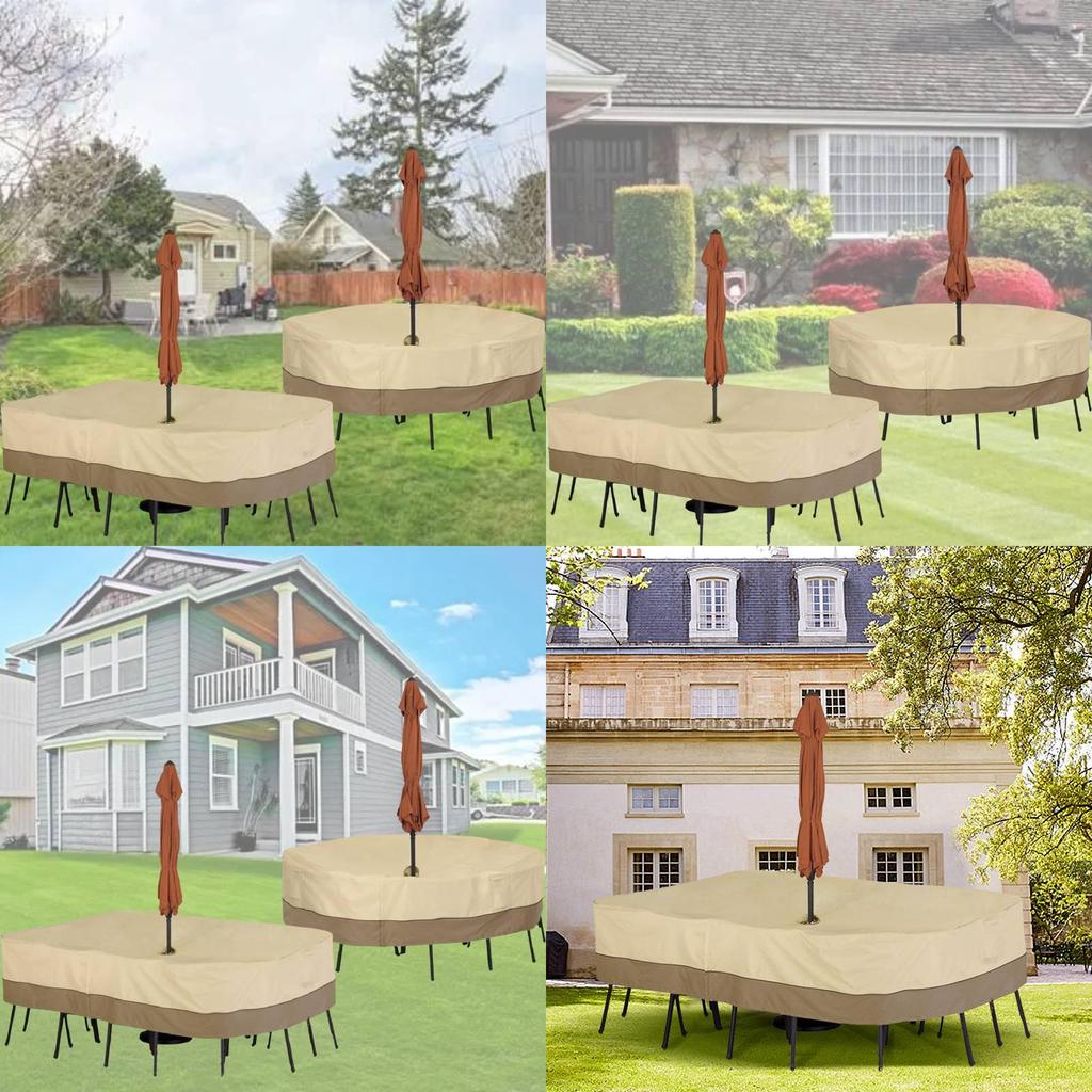 Durable 190t Silver-coated Oxford Fabric Garden Furniture Dust Cover Beige And Coffee Color