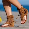 Women's Fashion Bohemian Sandals Flat Sandals Tassels Casual Summer Shoes Plus Size 35-43