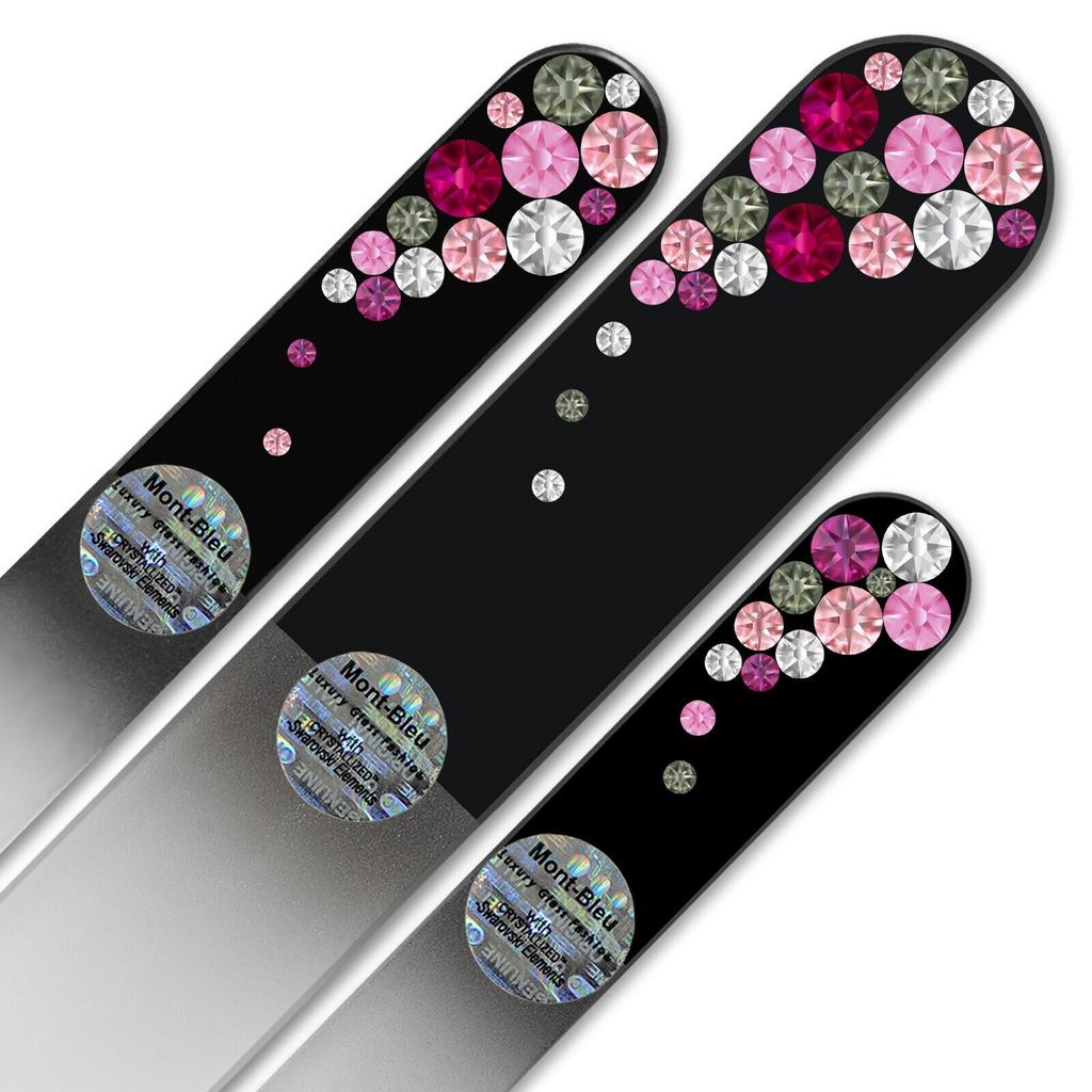 Набор из 3 чешских пилочек для ногтей из черного стекла с кристаллами BB-BMS