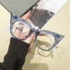 Trend Grid Cat's Eye Glasses Frame Europe and America Advanced Anti-blue Flat Mirror.