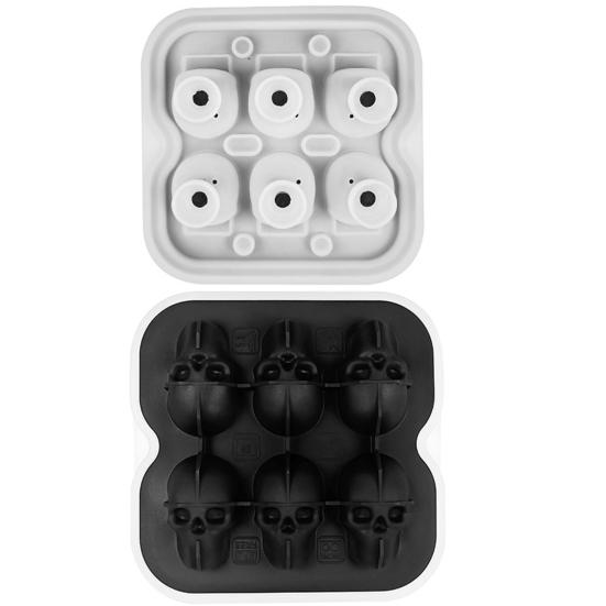 Форма для льда в виде черепа, силиконовый поддон на 6 ячеек для коктейлей с виски, пищевой гибкий ледогенератор для вечеринок на Хэллоуин