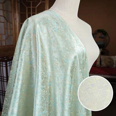 Белый бежевый узор с рисунком золотой рыбки, жаккардовая ткань, швейный материал, платье-ципао, праздничная одежда, ширина 150 см, продается на метры