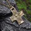 Vintage Bronze Food Cross Pendant Necklace Men Women Fashion Religious Jewelry Gift