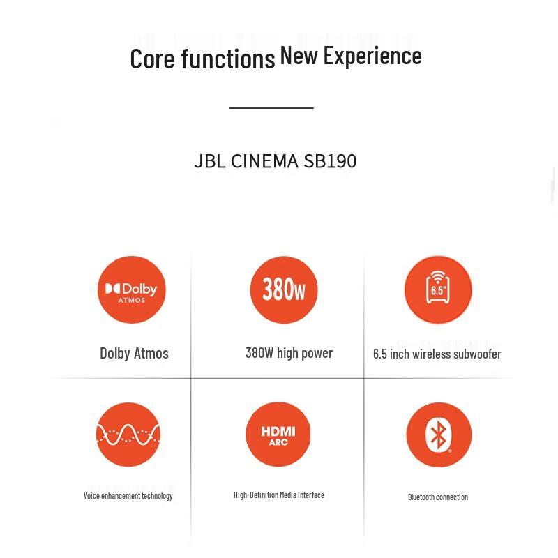 JBL Cinema SB190 2.1 Channel Dolby Atmos Soundbar with Wireless Subwoofer