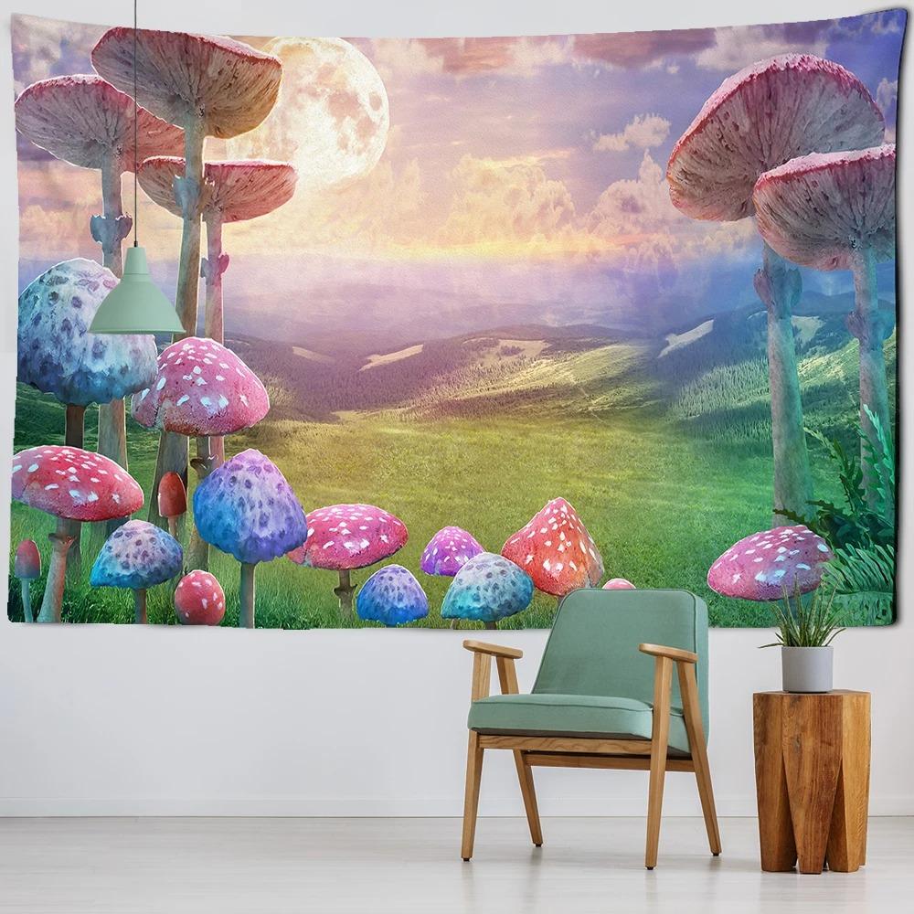 Forest Mushroom Cabin Wall Hanging Home Wall Decoration Tapestry Office Living Room Tapestry
